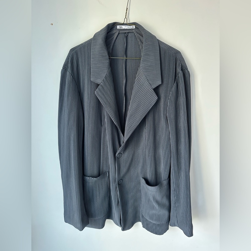 Zara Men's Charcoal Textured Blazer
